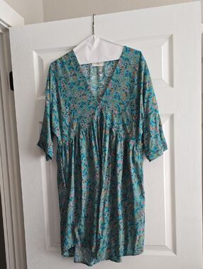 NATURAL LIFE Teal Floral Tunic